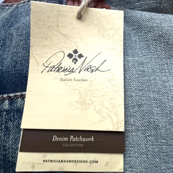 NWT Patricia Nash Denim Patchwork Tote Satchel - Picture 10 of 12